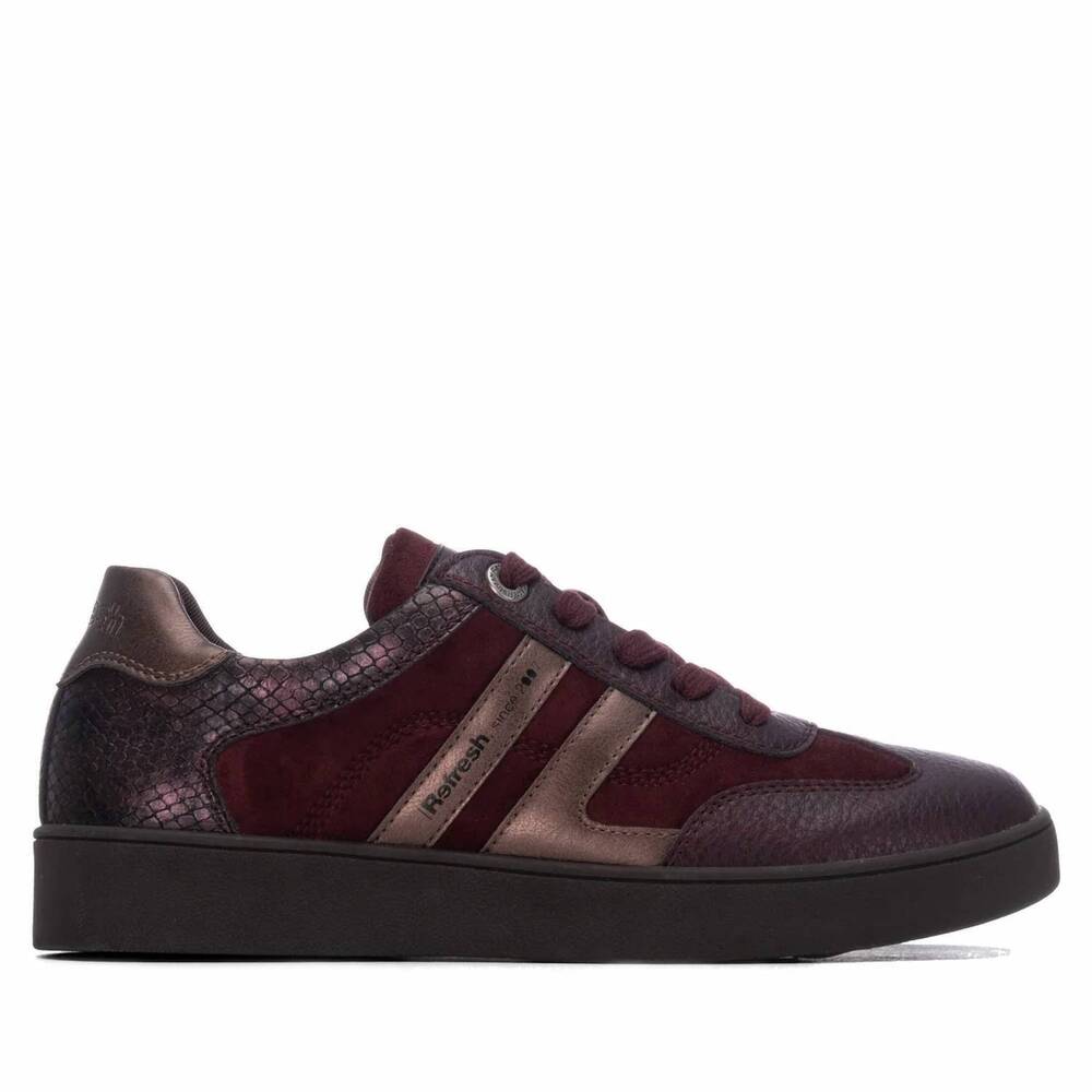 NEW REFRESH women's casual suede sneakers in burgundy